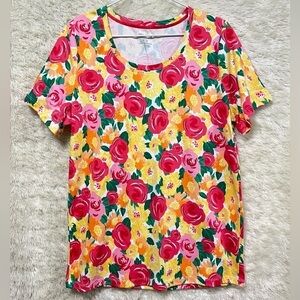 🆕 White Stag Roses Floral Colorful Top